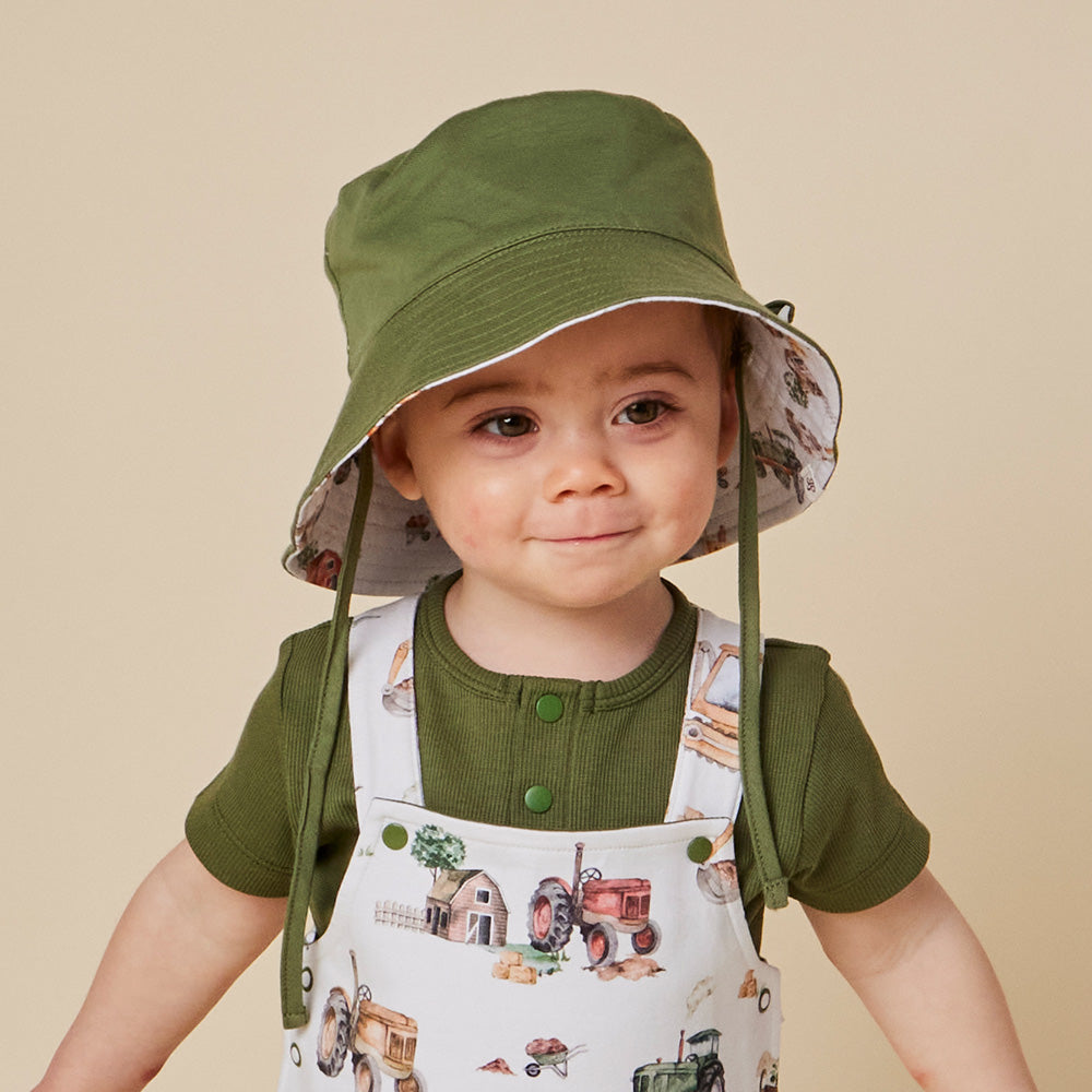 Snuggle Hunny Diggers & Tractors Reversible Cotton Bucket Hat - image 3