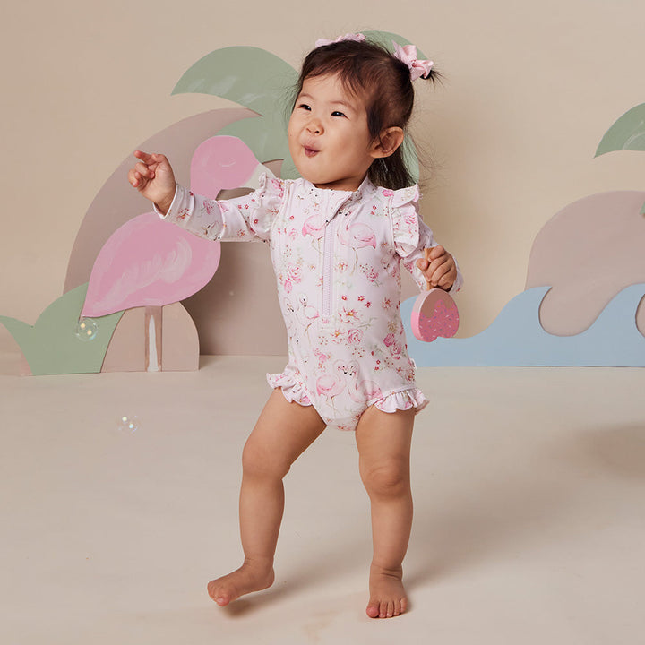 Snuggle Hunny Flamingos Frill Swimsuit - image 1