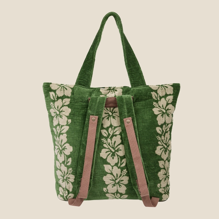 SomerSide Paradiso towelling beach bag, rear view with convertible backpack straps
