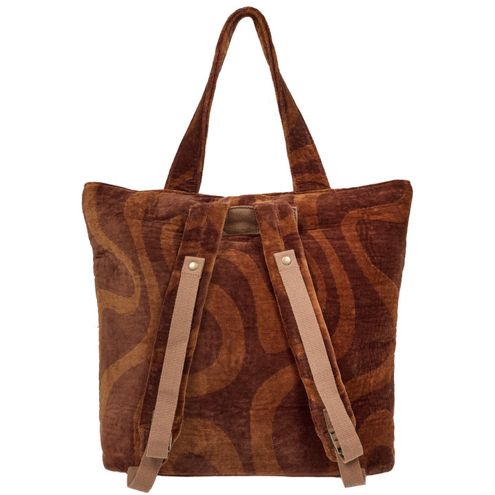 SomerSide Sundown 40L cotton towelling beach bag with backpack straps visible