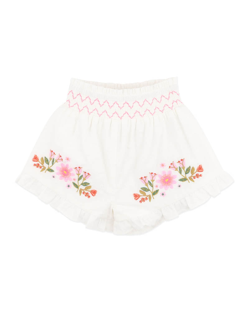 Paradiso Embroidered Shorts – White – view 1