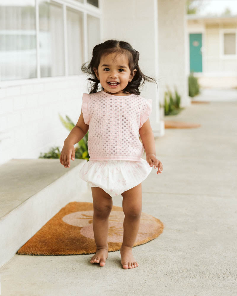Pink Organic Pointelle Knit Top – Pale Pink – view 1