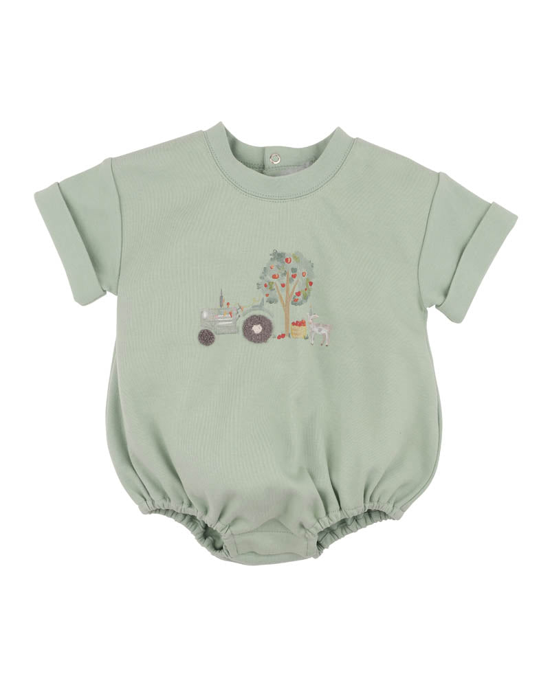 Scout Organic Tractor Oversized Bodysuit – Misty Green – view 2
