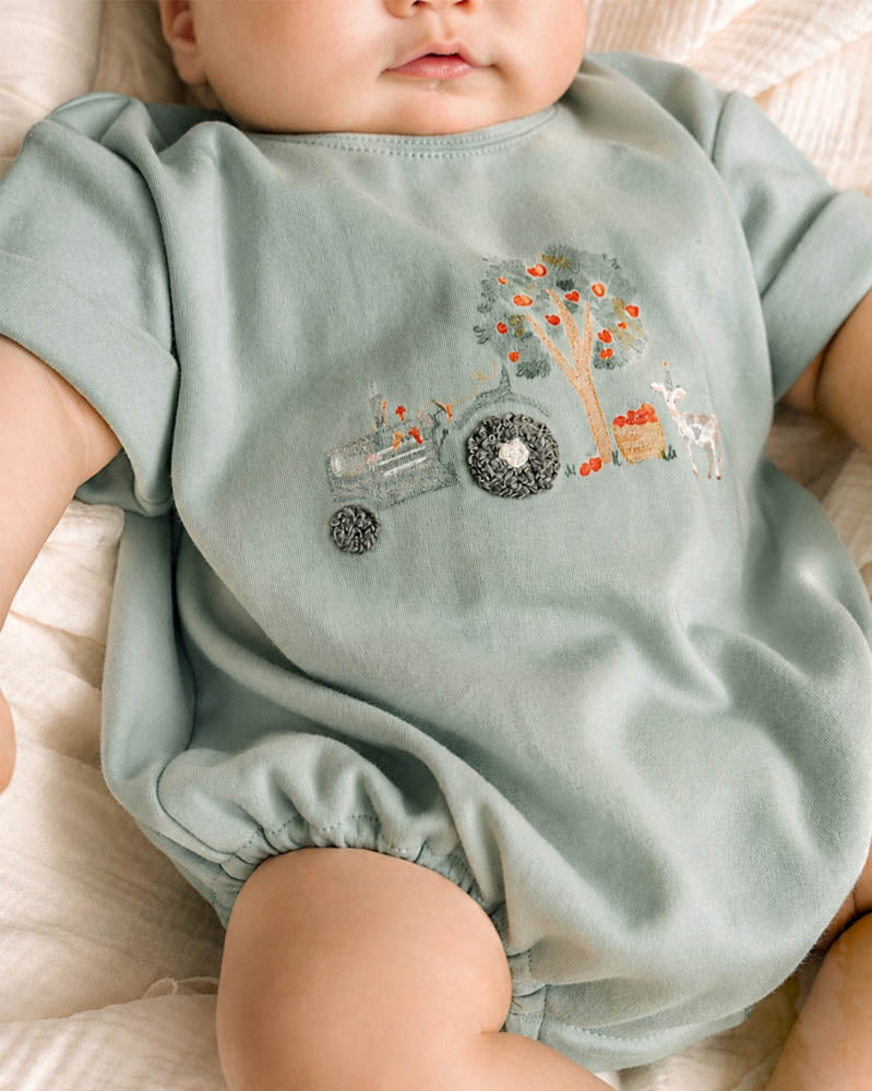 Scout Organic Tractor Oversized Bodysuit – Misty Green – view 3