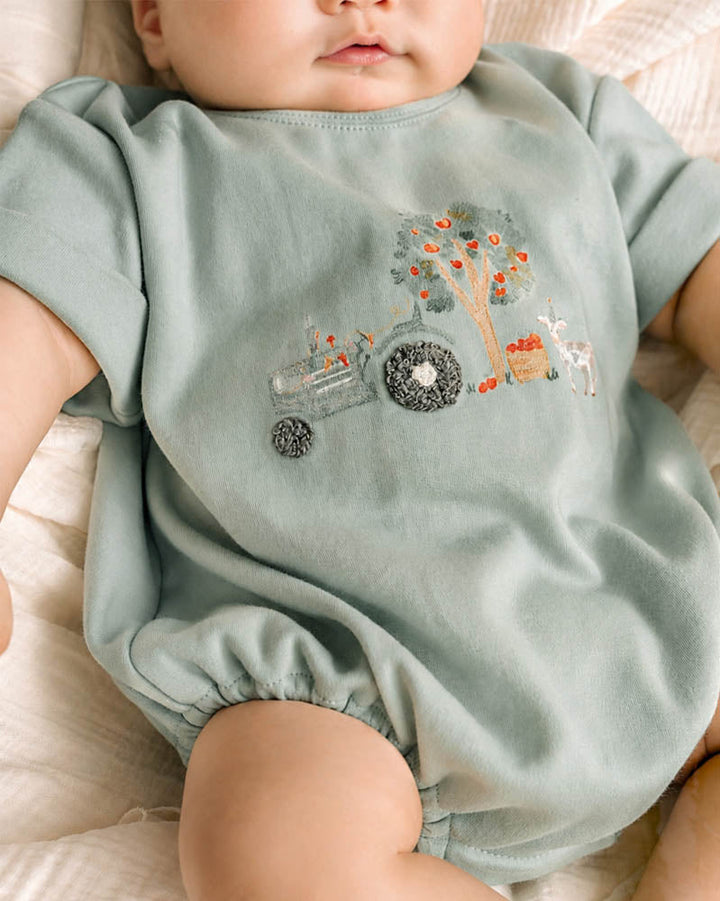 Scout Organic Tractor Oversized Bodysuit – Misty Green – view 3
