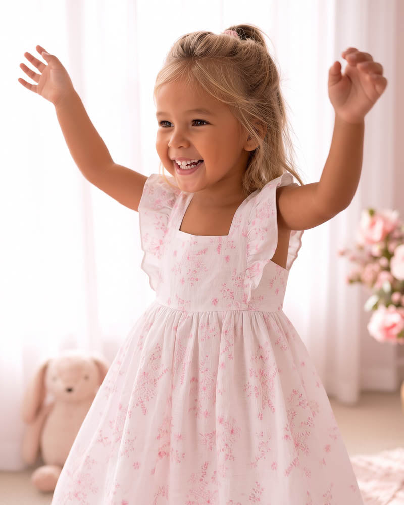 Chelsea All Over Embroidery Dress 3–7 Years – Cloud – view 3