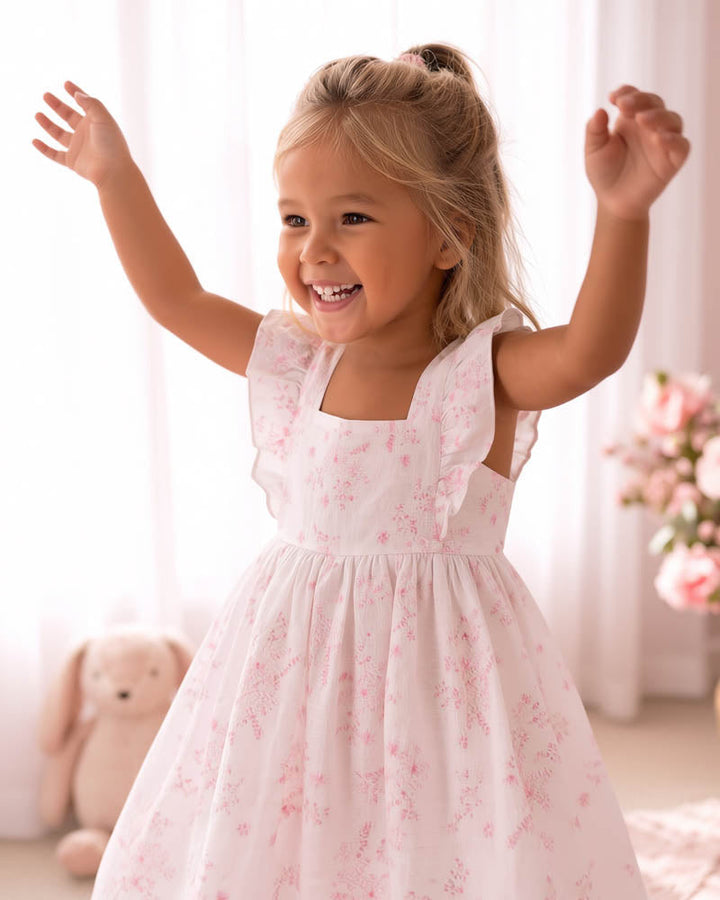 Chelsea All Over Embroidery Dress 3–7 Years – Cloud – view 3