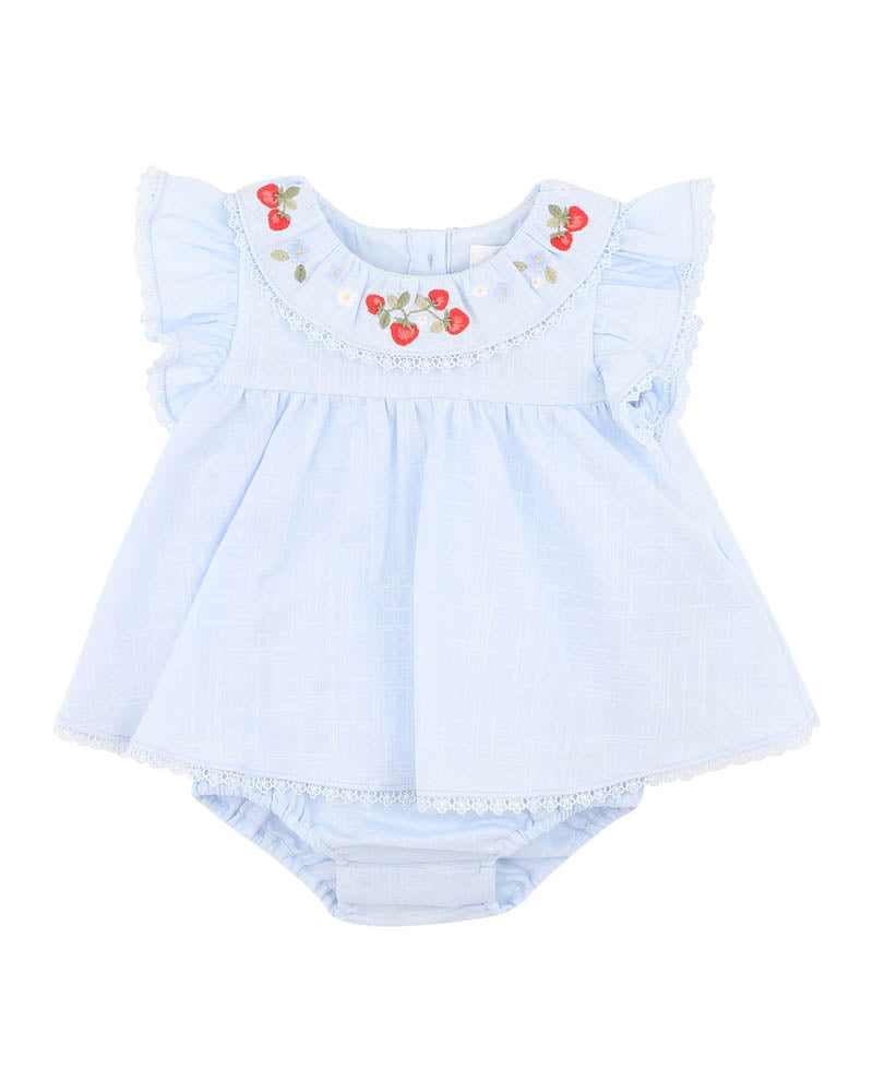 Poppy Embroidered Overlay Bodysuit – Bluebell – view 2