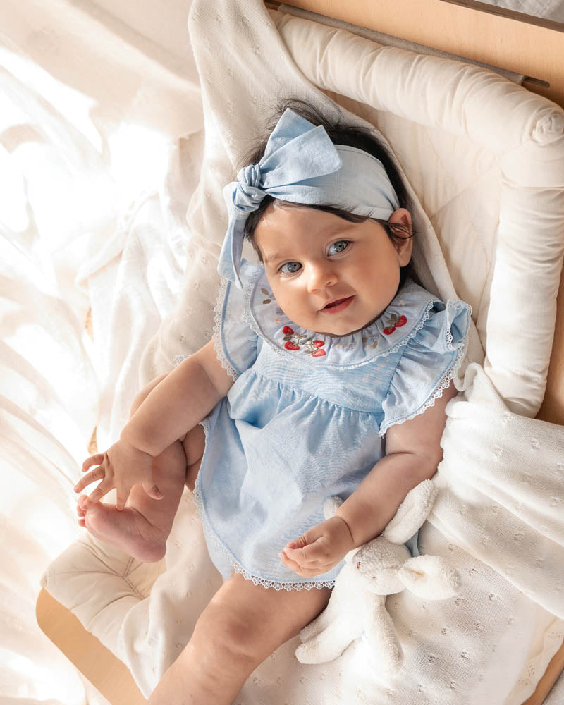Poppy Embroidered Overlay Bodysuit – Bluebell – view 3