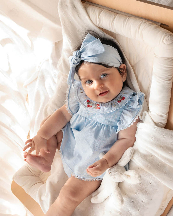 Poppy Embroidered Overlay Bodysuit – Bluebell – view 3