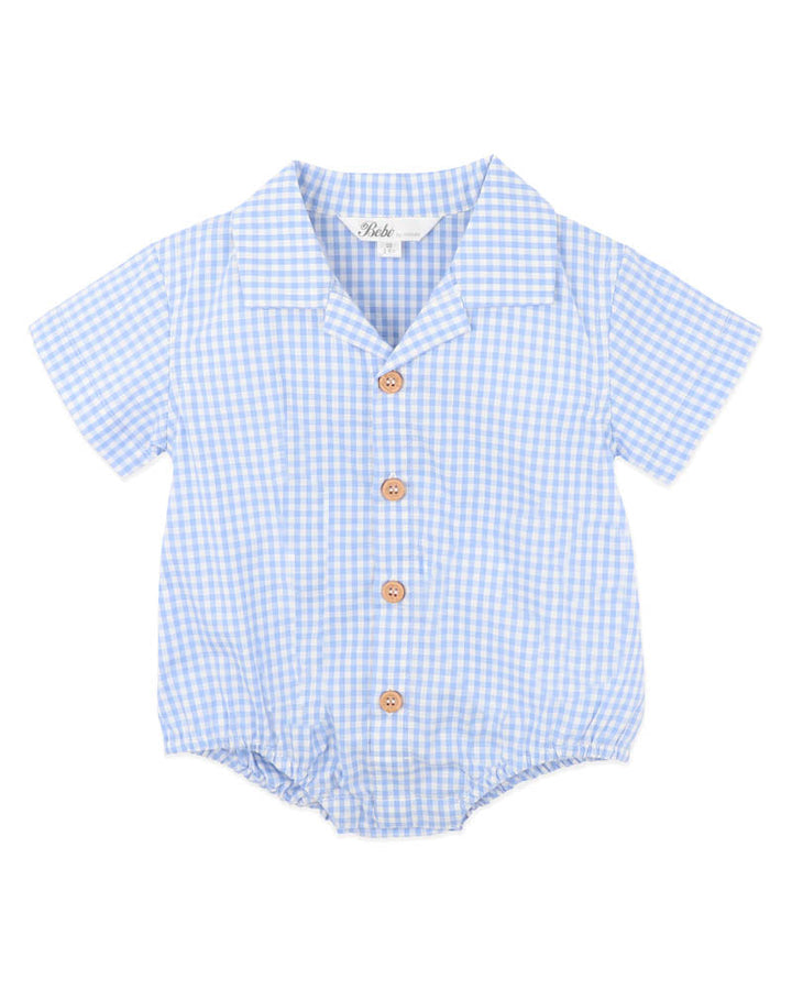 Evan Check Shirt Bodysuit – Blue Check – view 2