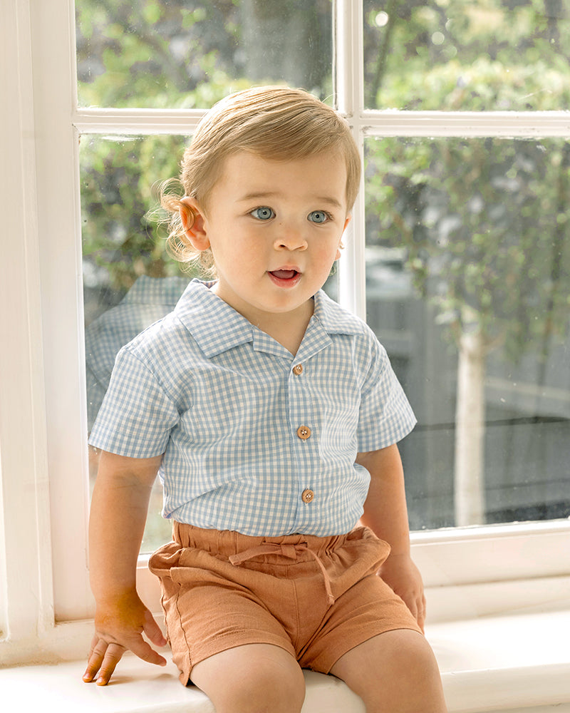 Evan Check Shirt Bodysuit – Blue Check – view 3
