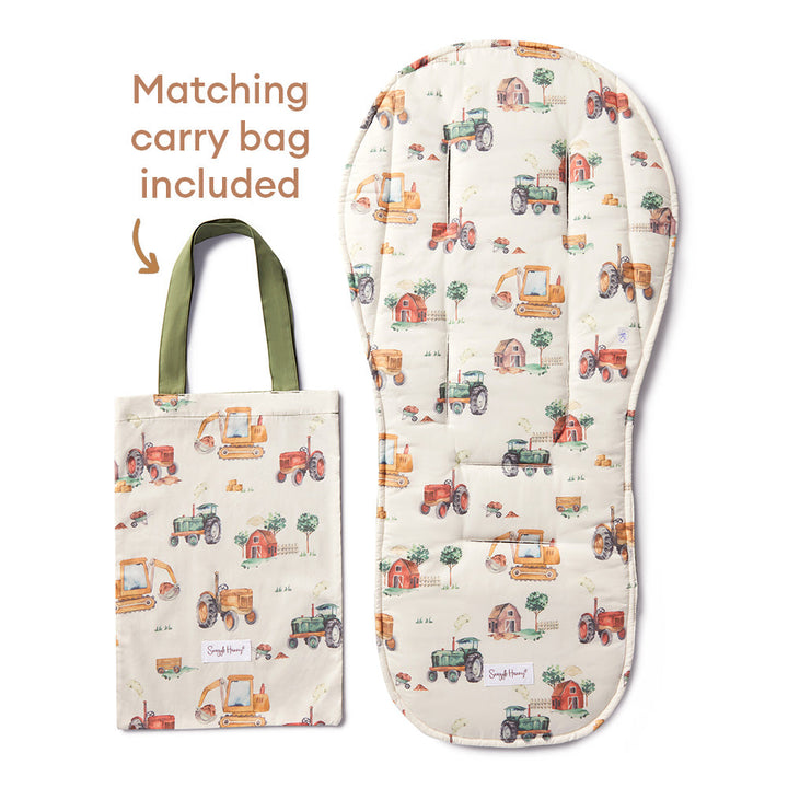 Diggers & Tractors reversible pram liner and carry bag