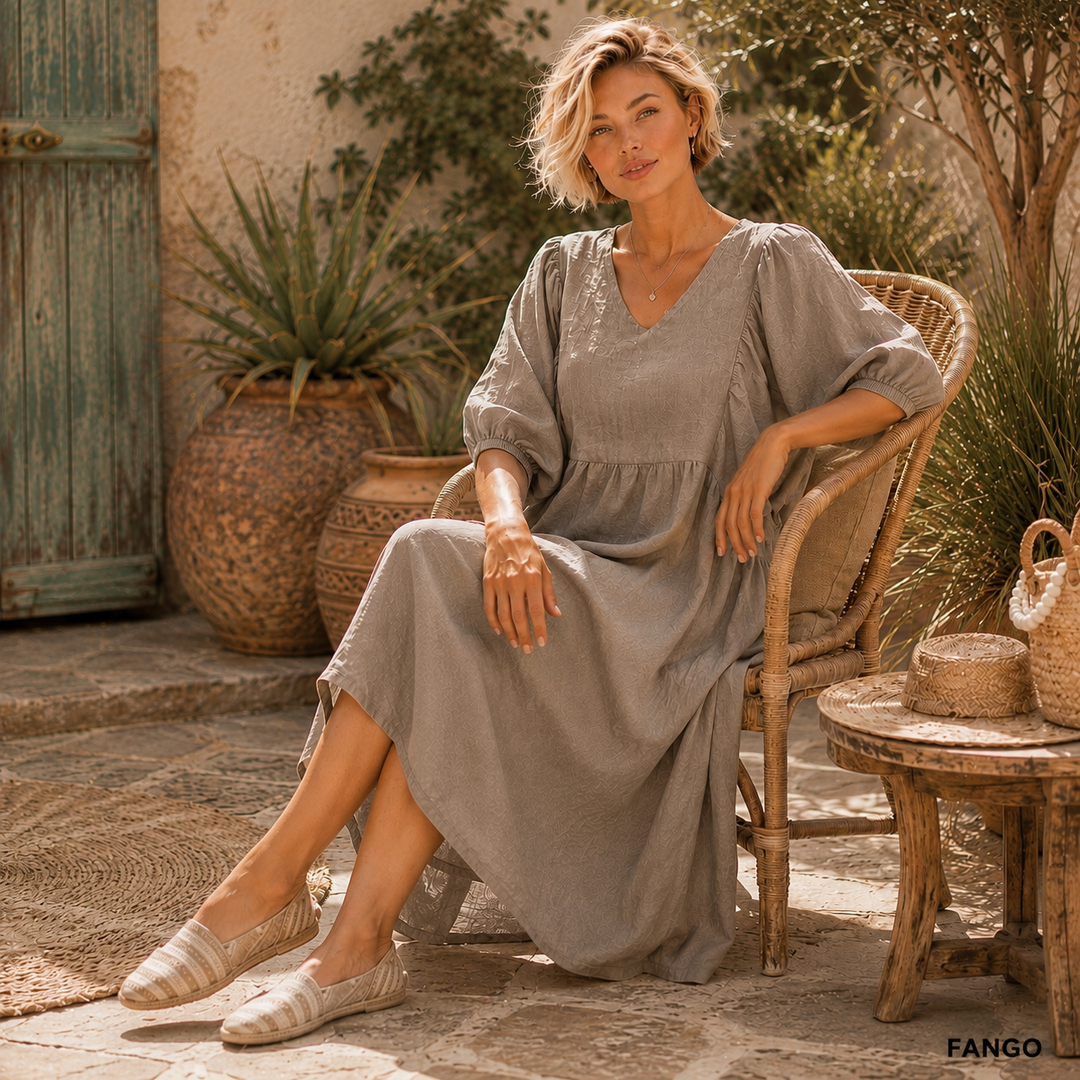 Vera May Italian linen dress 6426 in Fango