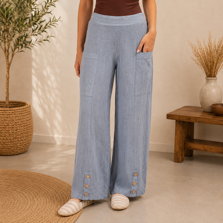 Vera May 6434 linen pants – denim front