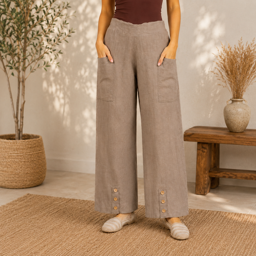 Vera May Italian linen pants 6434 in Taupe