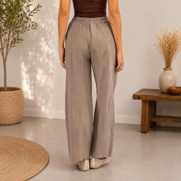 Vera May Italian linen pants 6434 in Taupe