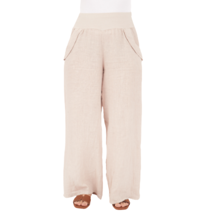 Vera May Italian linen pants 6649 in Nude