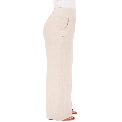 Vera May Italian linen pants 6649 in Nude