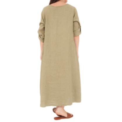 Vera May Italian linen dress 6677 in Safari
