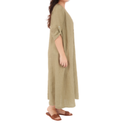 Vera May Italian linen dress 6677 in Safari