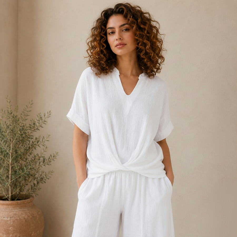 Vera May Italian cotton top 6689 in Bianco