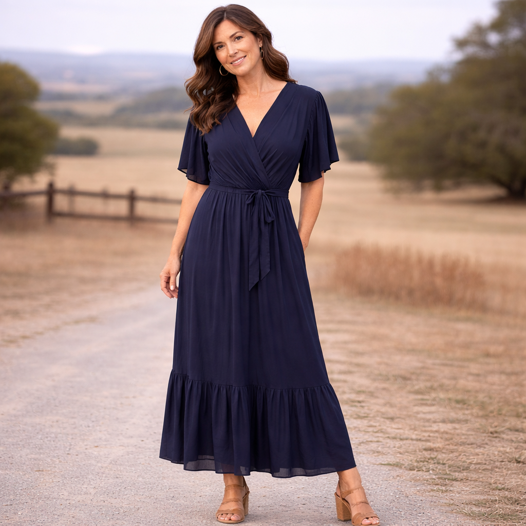 Vera May Italian silk dress 6794 in Marino