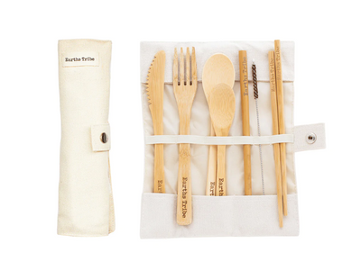 Bamboo Cutlery Set with Cotton Pouch
